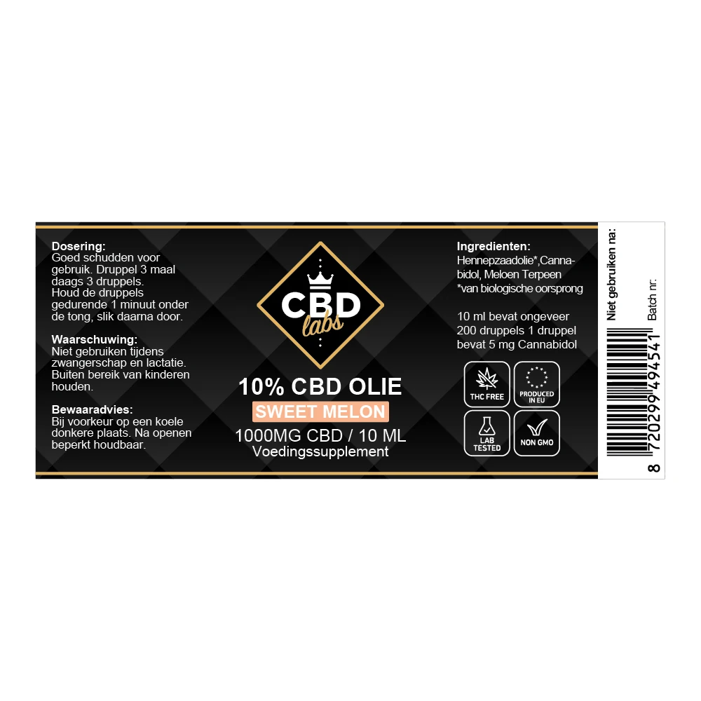 CBDLabs CBD olie 10% - 1000MG CBD - 10 ml - Sweet Melon - CBDLabs