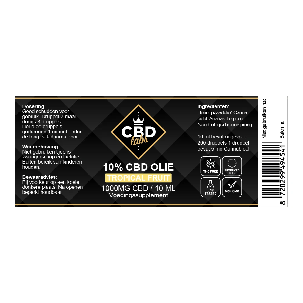 CBDLabs 10% Tropical Fruit Label